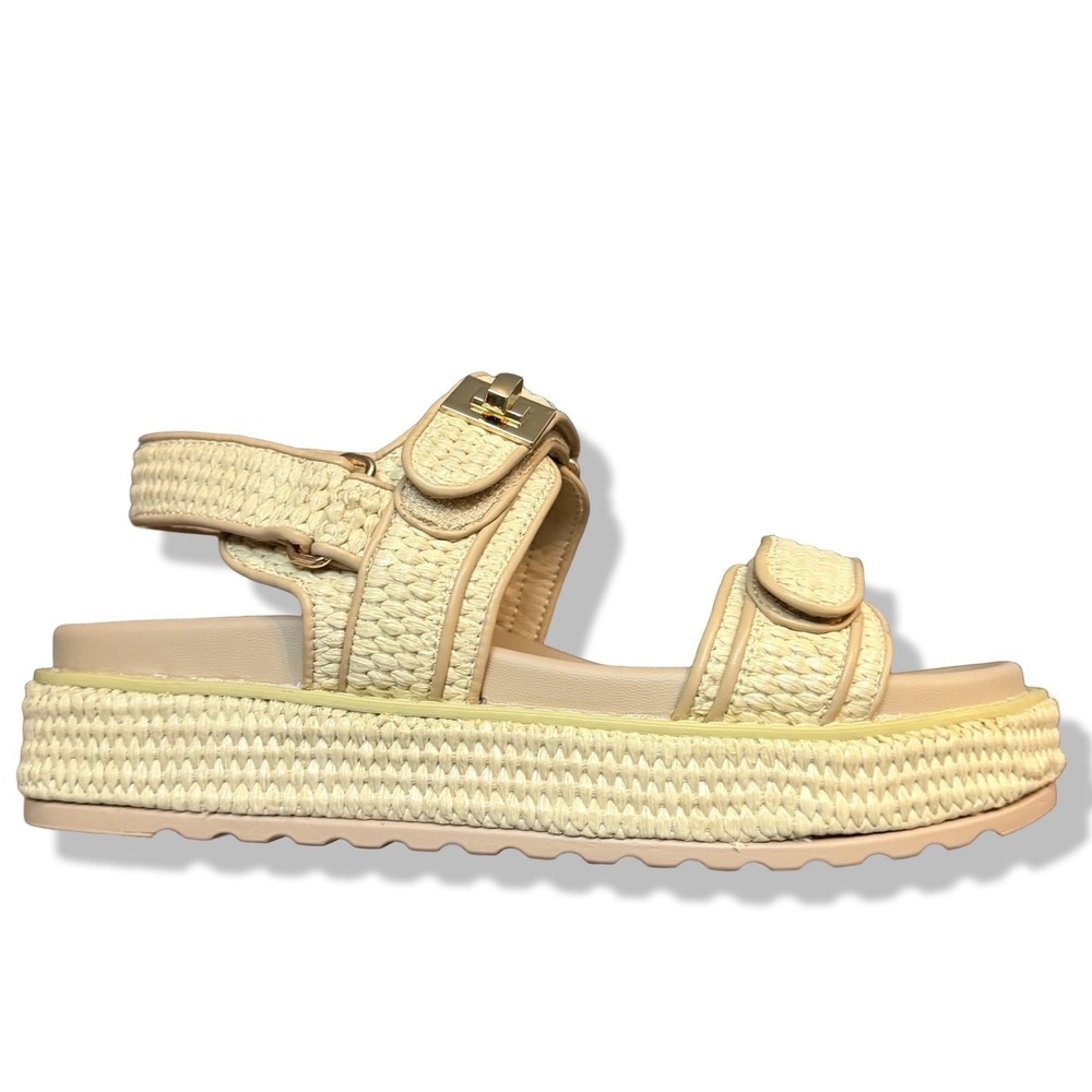 Womens Platform Espadrille Sandals Buckle Ankle Strap Raffia Beach Summer Sz 8.5